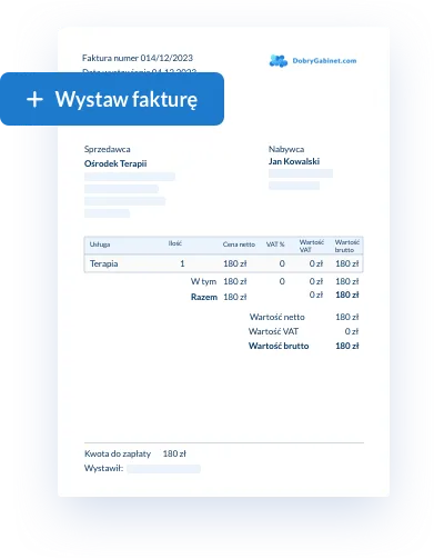 Program do faktur dla terapeuty
