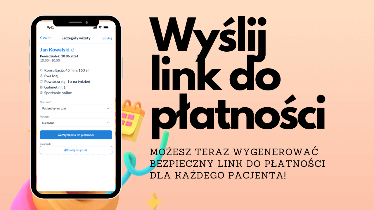 Wyślij link do płatności za spotkanie do pacjenta bezpośrednio z programu